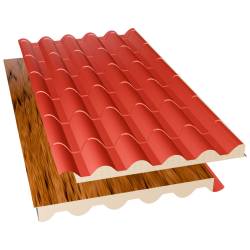 Panel sándwich rojo/madera - Imagen 2